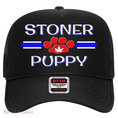 Bdsm Stoner Puppy, Human Pup Play Pride, Kinky Weed Gift High Crown Mesh Back Trucker Hat