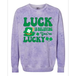 Believing St Patricks Day Cute Gift Colorblast Crewneck Sweatshirt