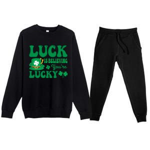 Believing St Patricks Day Cute Gift Premium Crewneck Sweatsuit Set