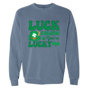 Believing St Patricks Day Cute Gift Garment-Dyed Sweatshirt