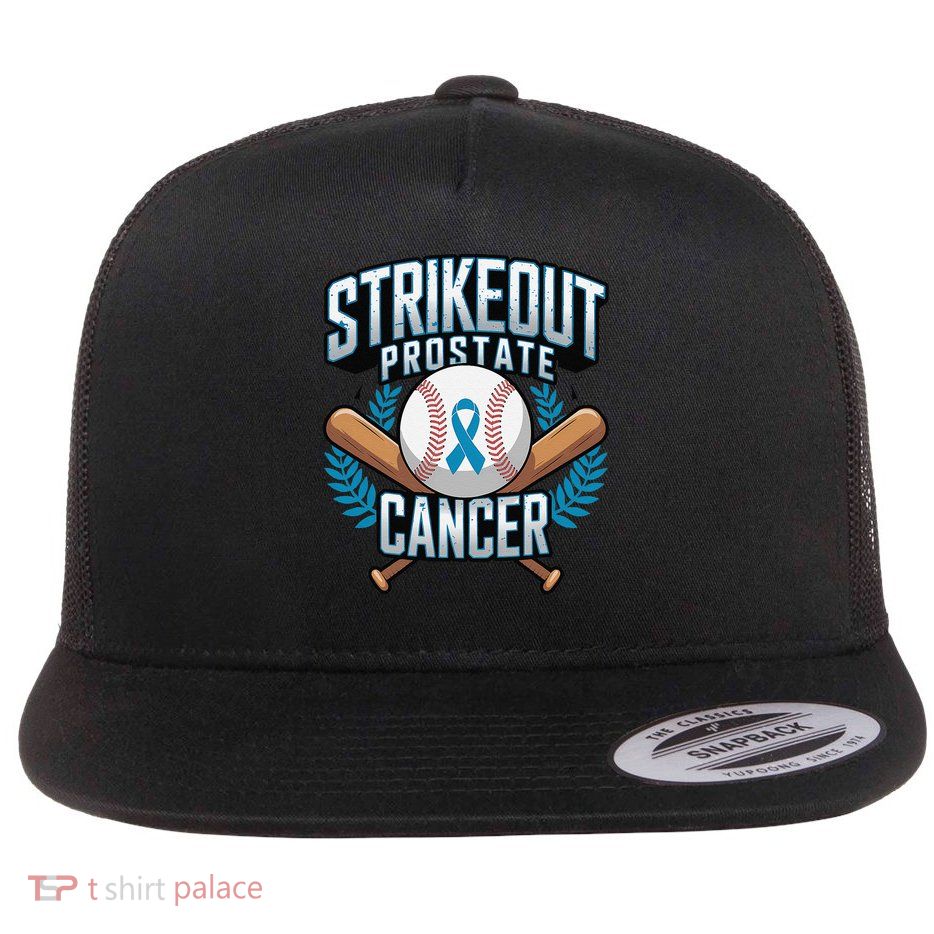Baseball Strikeout Prostate Cancer Awareness Flat Bill Trucker Hat