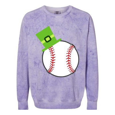 Baseball St Patricks Day Sports Green Leprechaun Hat Gift Colorblast Crewneck Sweatshirt