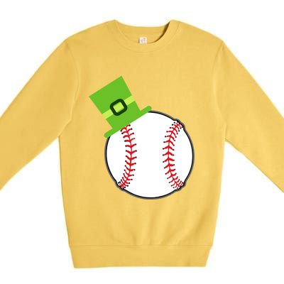 Baseball St Patricks Day Sports Green Leprechaun Hat Gift Premium Crewneck Sweatshirt