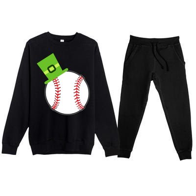 Baseball St Patricks Day Sports Green Leprechaun Hat Gift Premium Crewneck Sweatsuit Set