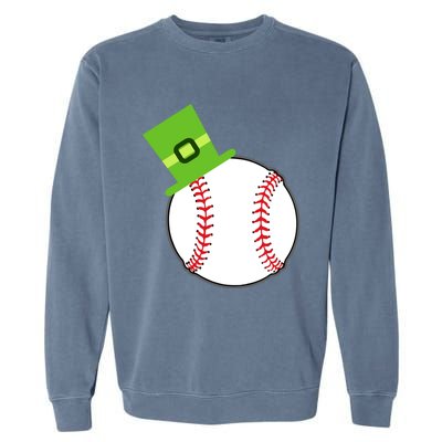 Baseball St Patricks Day Sports Green Leprechaun Hat Gift Garment-Dyed Sweatshirt