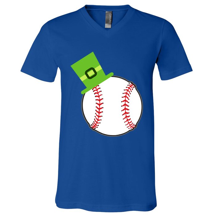 Baseball St Patricks Day Sports Green Leprechaun Hat Gift V-Neck T-Shirt