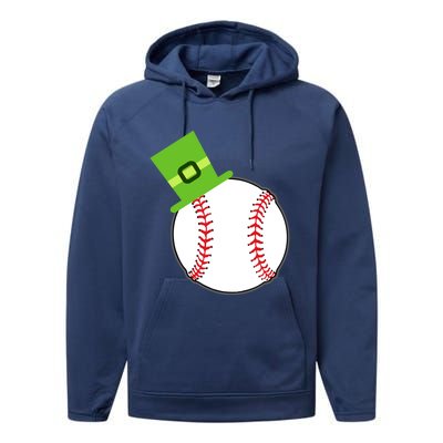 Baseball St Patricks Day Sports Green Leprechaun Hat Gift Performance Fleece Hoodie