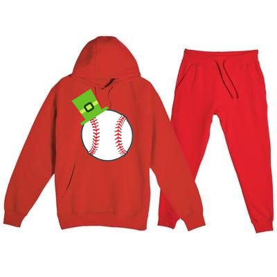 Baseball St Patricks Day Sports Green Leprechaun Hat Gift Premium Hooded Sweatsuit Set