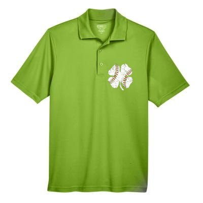 Baseball St Patricks Day Boys Men Catcher Pitcher Shamrock Men's Origin Performance Pique Polo