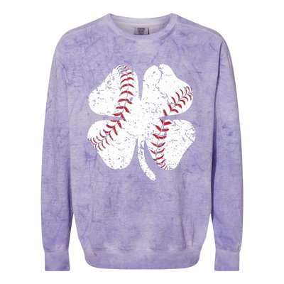 Baseball St Patricks Day Boys Men Catcher Pitcher Shamrock Colorblast Crewneck Sweatshirt