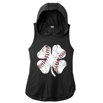 Baseball St Patricks Day Boys Men Catcher Pitcher Shamrock Ladies PosiCharge Tri-Blend Wicking Draft Hoodie Tank