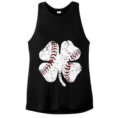 Baseball St Patricks Day Boys Men Catcher Pitcher Shamrock Ladies PosiCharge Tri-Blend Wicking Tank