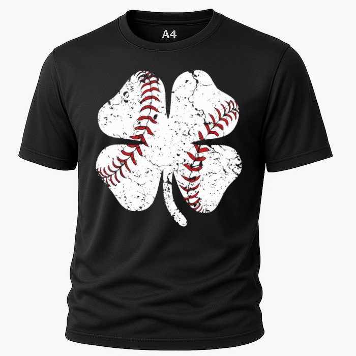 Baseball St Patricks Day Boys Men Catcher Pitcher Shamrock Cooling Performance Crew T-Shirt