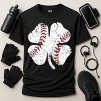 Baseball St Patricks Day Boys Men Catcher Pitcher Shamrock Cooling Performance Crew T-Shirt