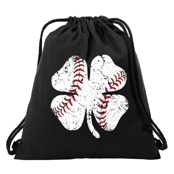 Baseball St Patricks Day Boys Men Catcher Pitcher Shamrock Drawstring Bag