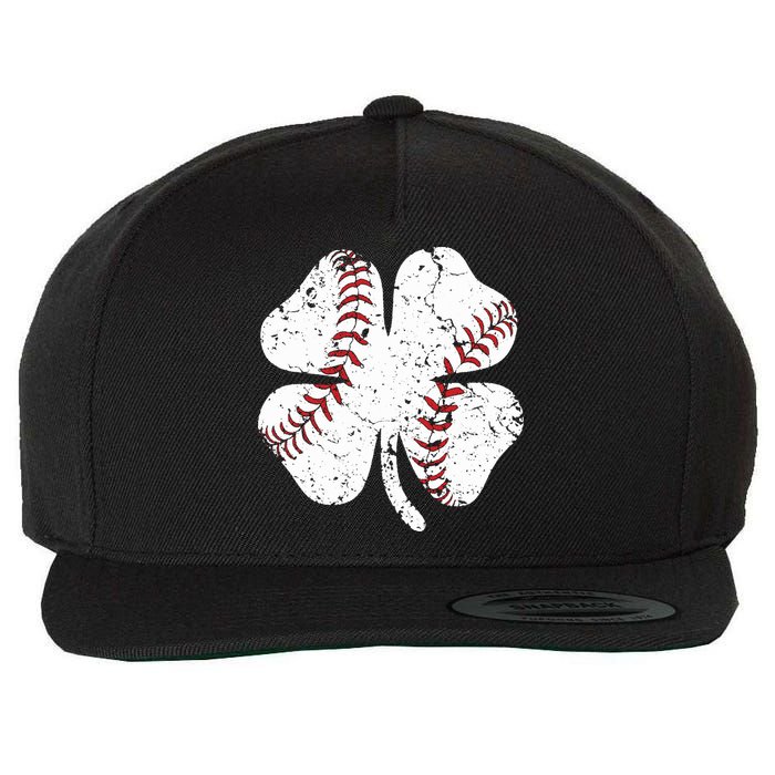 Baseball St Patricks Day Boys Men Catcher Pitcher Shamrock Wool Snapback Cap