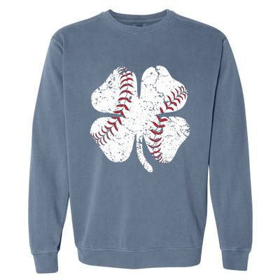 Baseball St Patricks Day Boys Men Catcher Pitcher Shamrock Garment-Dyed Sweatshirt