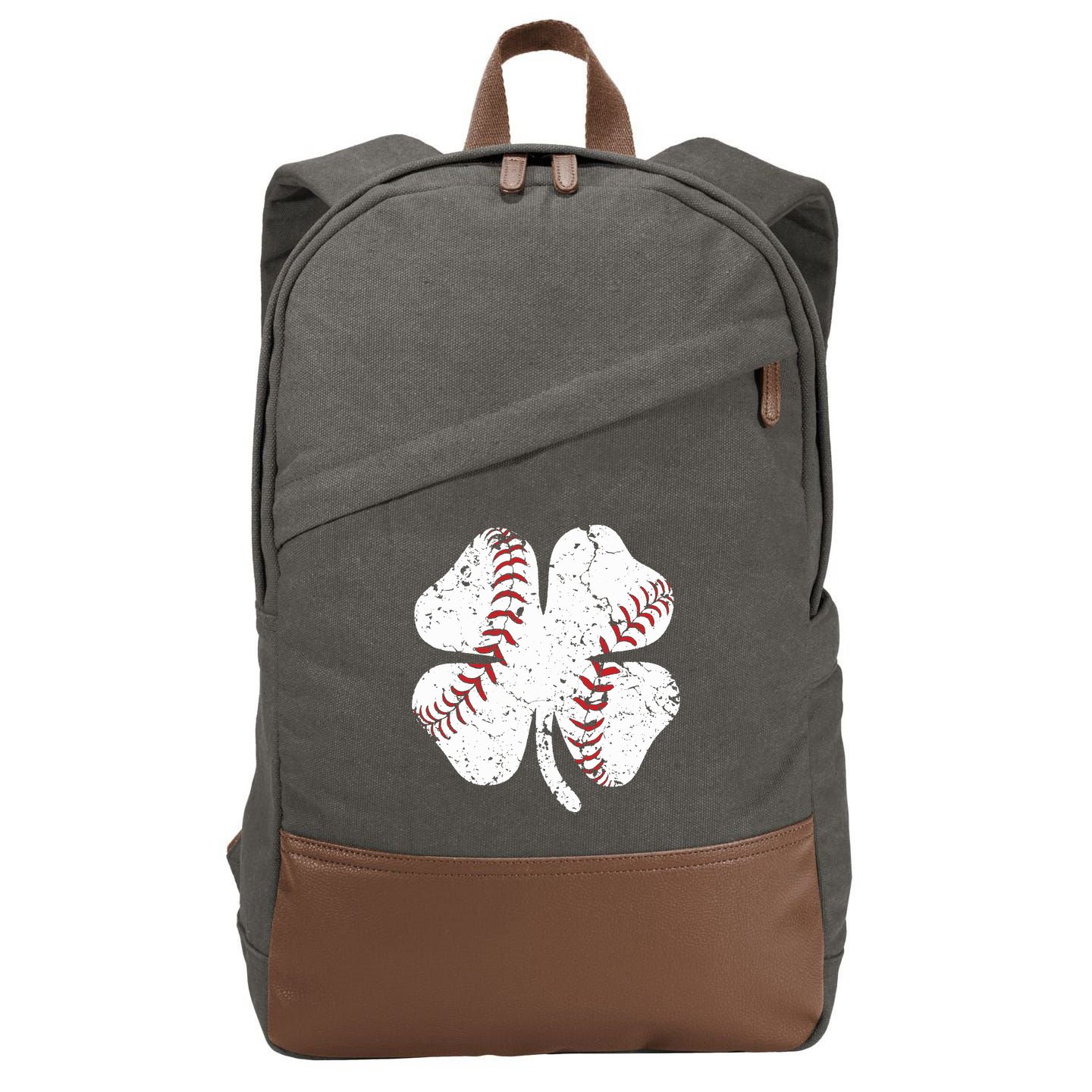 Baseball St Patricks Day Boys Men Catcher Pitcher Shamrock Cotton Canvas Backpack
