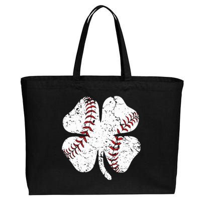 Baseball St Patricks Day Boys Men Catcher Pitcher Shamrock Cotton Canvas Jumbo Tote