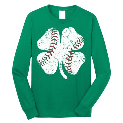 Baseball St Patricks Day Boys Men Catcher Pitcher Shamrock Long Sleeve Shirt