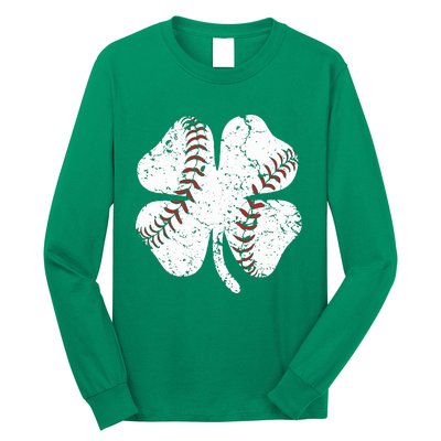 Baseball St Patricks Day Boys Men Catcher Pitcher Shamrock Long Sleeve Shirt