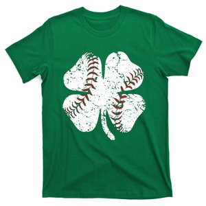 Baseball St Patricks Day Boys Men Catcher Pitcher Shamrock T-Shirt