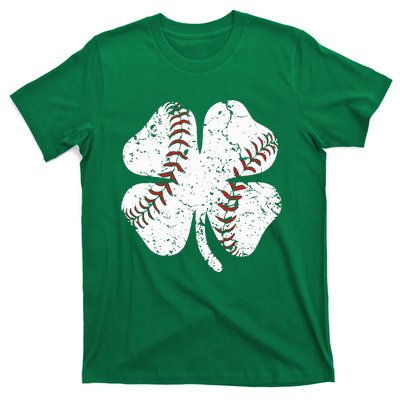 Baseball St Patricks Day Boys Men Catcher Pitcher Shamrock T-Shirt