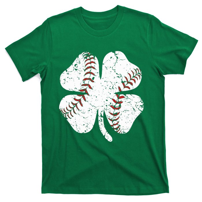 Baseball St Patricks Day Boys Men Catcher Pitcher Shamrock T-Shirt