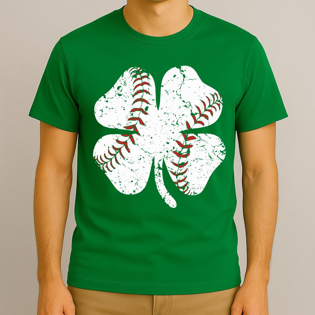 Baseball St Patricks Day Boys Men Catcher Pitcher Shamrock T-Shirt