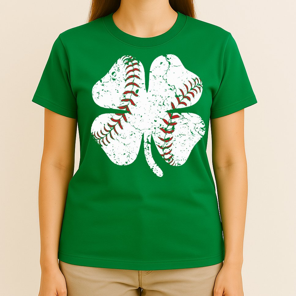 Baseball St Patricks Day Boys Men Catcher Pitcher Shamrock T-Shirt
