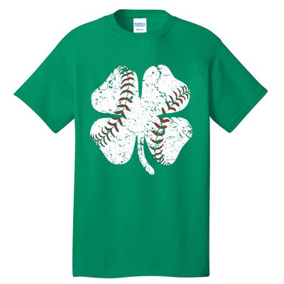 Baseball St Patricks Day Boys Men Catcher Pitcher Shamrock Tall T-Shirt