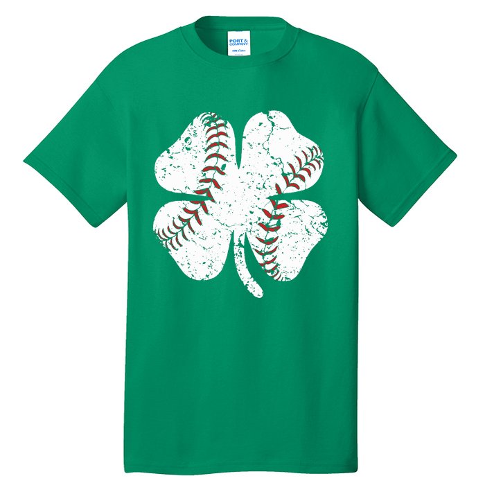 Baseball St Patricks Day Boys Men Catcher Pitcher Shamrock Tall T-Shirt