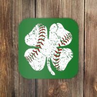 Baseball St Patricks Day Boys Men Catcher Pitcher Shamrock Coaster