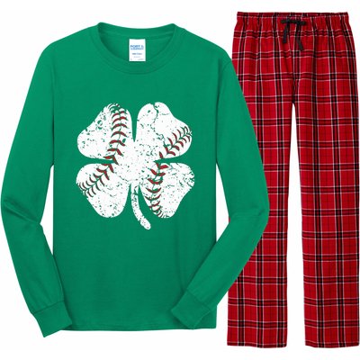 Baseball St Patricks Day Boys Men Catcher Pitcher Shamrock Long Sleeve Pajama Set