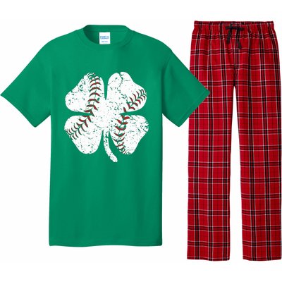 Baseball St Patricks Day Boys Men Catcher Pitcher Shamrock Pajama Set