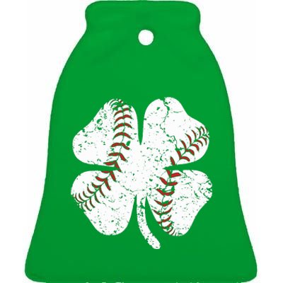 Baseball St Patricks Day Boys Men Catcher Pitcher Shamrock Ceramic Bell Ornament