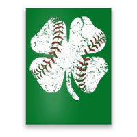 Baseball St Patricks Day Boys Men Catcher Pitcher Shamrock Poster