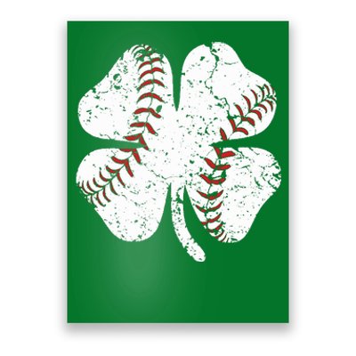 Baseball St Patricks Day Boys Men Catcher Pitcher Shamrock Poster