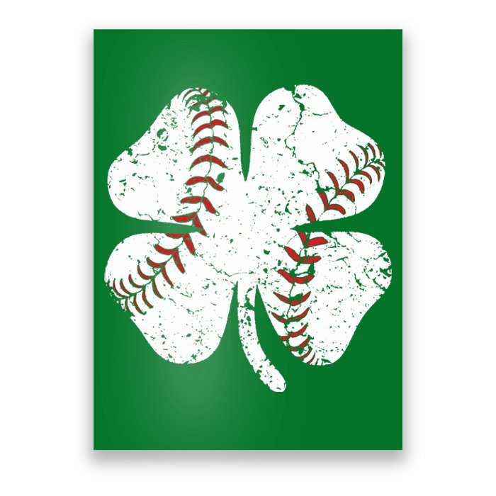 Baseball St Patricks Day Boys Men Catcher Pitcher Shamrock Poster