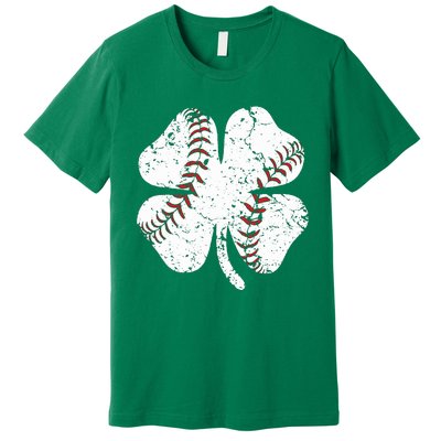 Baseball St Patricks Day Boys Men Catcher Pitcher Shamrock Premium T-Shirt