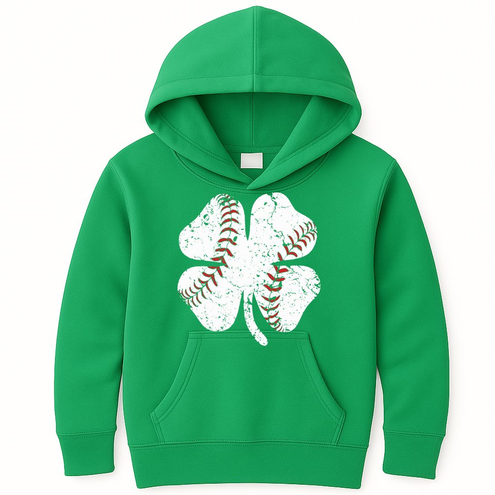 Baseball St Patricks Day Boys Men Catcher Pitcher Shamrock Kids Hoodie