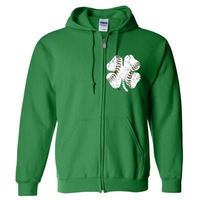 Baseball St Patricks Day Boys Men Catcher Pitcher Shamrock Full Zip Hoodie