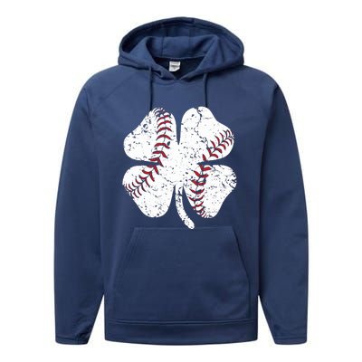 Baseball St Patricks Day Boys Men Catcher Pitcher Shamrock Performance Fleece Hoodie