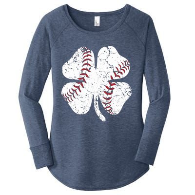 Baseball St Patricks Day Boys Men Catcher Pitcher Shamrock Women's Perfect Tri Tunic Long Sleeve Shirt