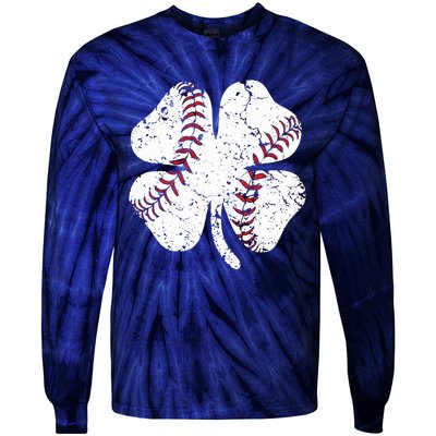 Baseball St Patricks Day Boys Men Catcher Pitcher Shamrock Tie-Dye Long Sleeve Shirt