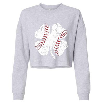 Baseball St Patricks Day Boys Men Catcher Pitcher Shamrock Cropped Pullover Crew