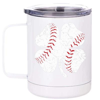 Baseball St Patricks Day Boys Men Catcher Pitcher Shamrock 12 oz Stainless Steel Tumbler Cup