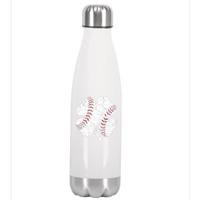 Baseball St Patricks Day Boys Men Catcher Pitcher Shamrock Stainless Steel Insulated Water Bottle