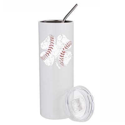 Baseball St Patricks Day Boys Men Catcher Pitcher Shamrock Stainless Steel Tumbler