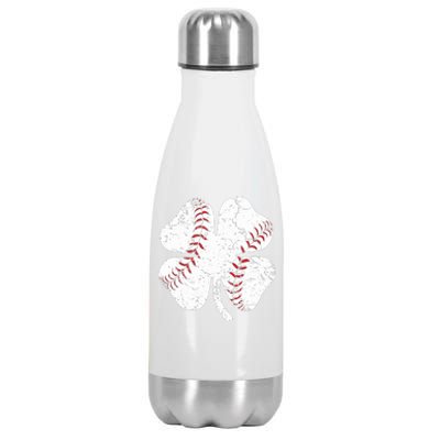 Baseball St Patricks Day Boys Men Catcher Pitcher Shamrock Stainless Steel Insulated Water Bottle